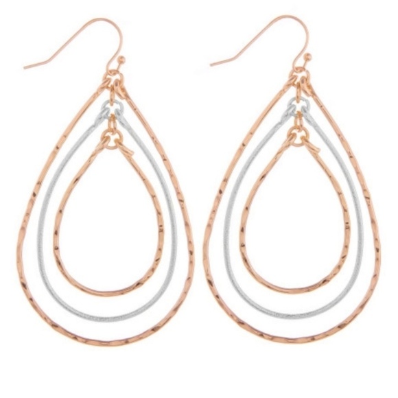 Pomina Long Fishhook 3 layered textured earrings - Picture 1 of 2